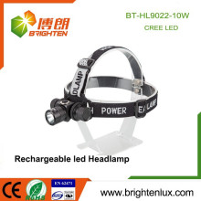 Factory Wholesale Aluminum Metal 3 Mode Light 10w Rechargeable Cree xml t6 Led High Power Headlamp Headlight